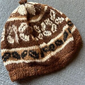 Brown and Cream Knit Beanie